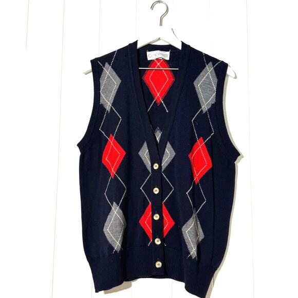 Clark & Gregory · Large · Argyle Sweater Vest · Merino Wool · Scotland Made - Picture 1 of 5